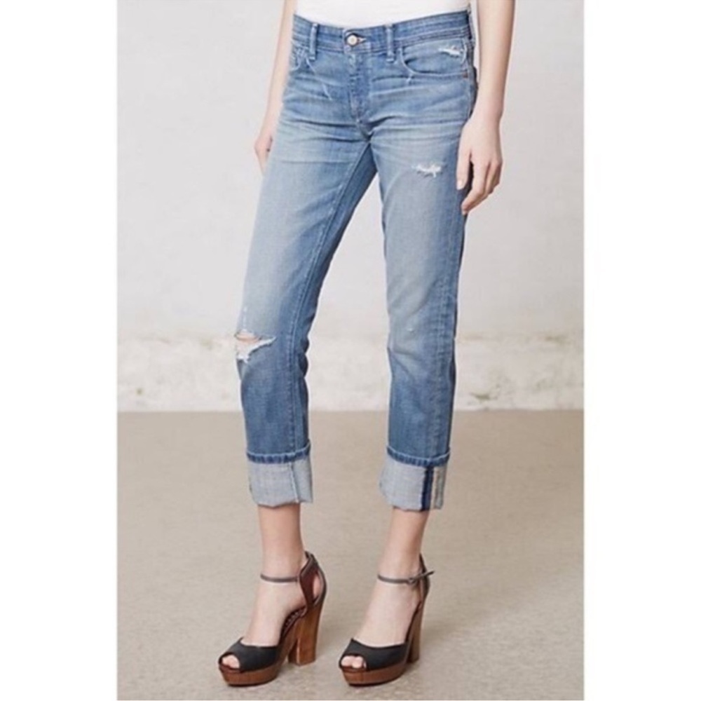 Pilcro and the Letterpress Blue Distressed Jeans